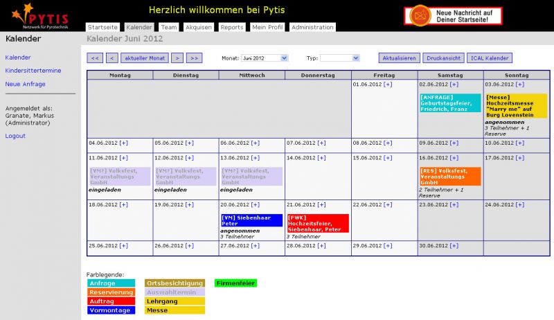 PYTIS - Softwarelösung zur Organisation von Feuerwerken